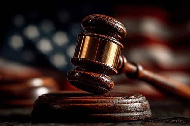 Gavel in front of an American flag