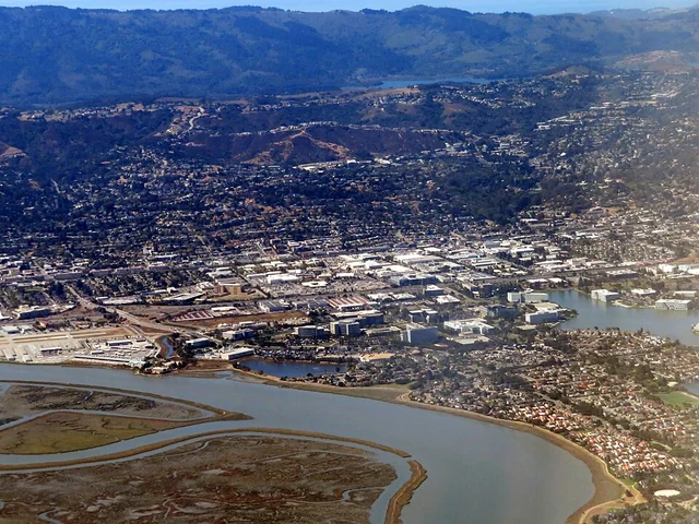 Aerial view of Belmont and the surrounding San Francisco Peninsula