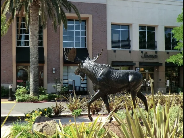 Photograph of public plaza sculpture, Roseville