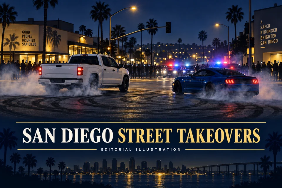 Original firm illustration: San Diego Street Takeover: Arrests and Legal Consequences