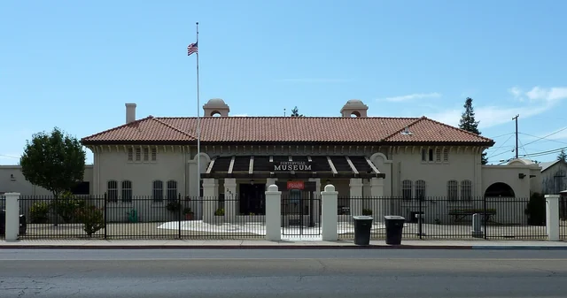 Photograph of historic railroad depot, Porterville
